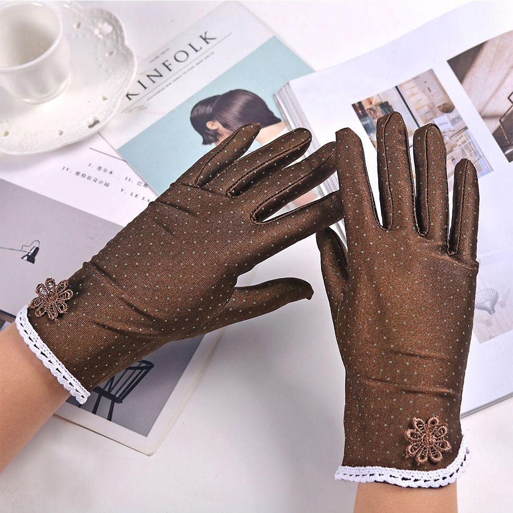Elastic Spandex Summer Breathable Anti-skid Dots Gloves Women Gloves Sunscreen Driving Gloves