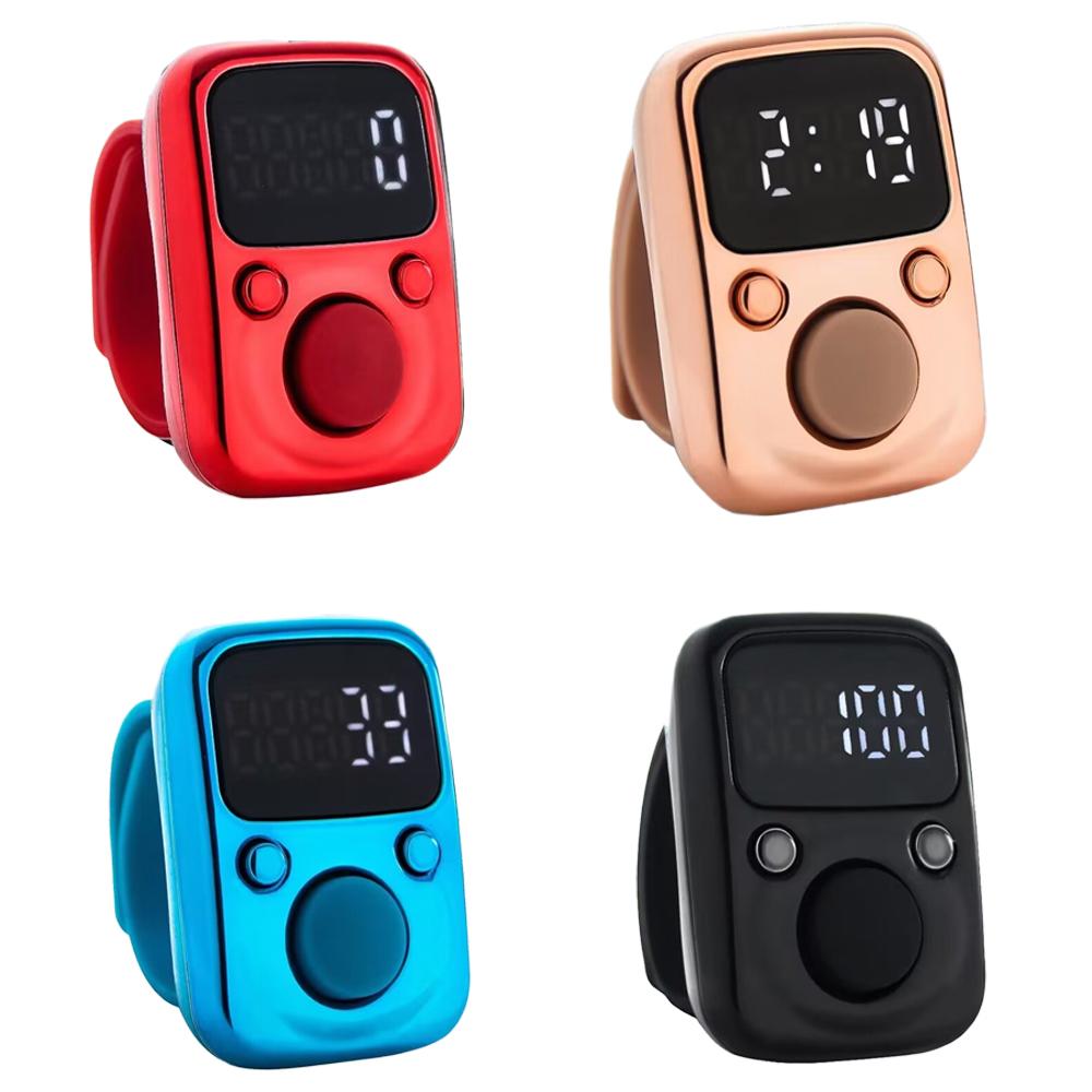 LED electronic counter Rechargeable with time counter Convenient 5-digit adjustable finger ring counter