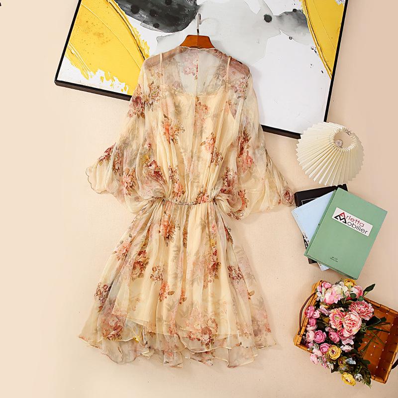 Plus Size Slim Fit Flowy Silk Floral Dress - 2025 Super Fairy Collection