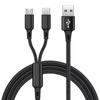 Type C Cables Nylon Braided Micro USB Y Splitter Charger Cable Fast Charge Cable Phone Charge Cord