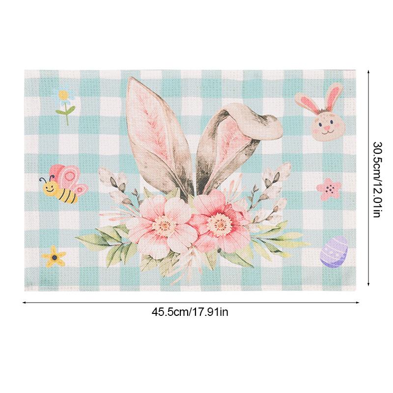 Easter Linen Placemat Cute Rabbit Dining Table Mat Happy Easter Party Decoration Spring Home Kitchen Table Decor Supplies 2025