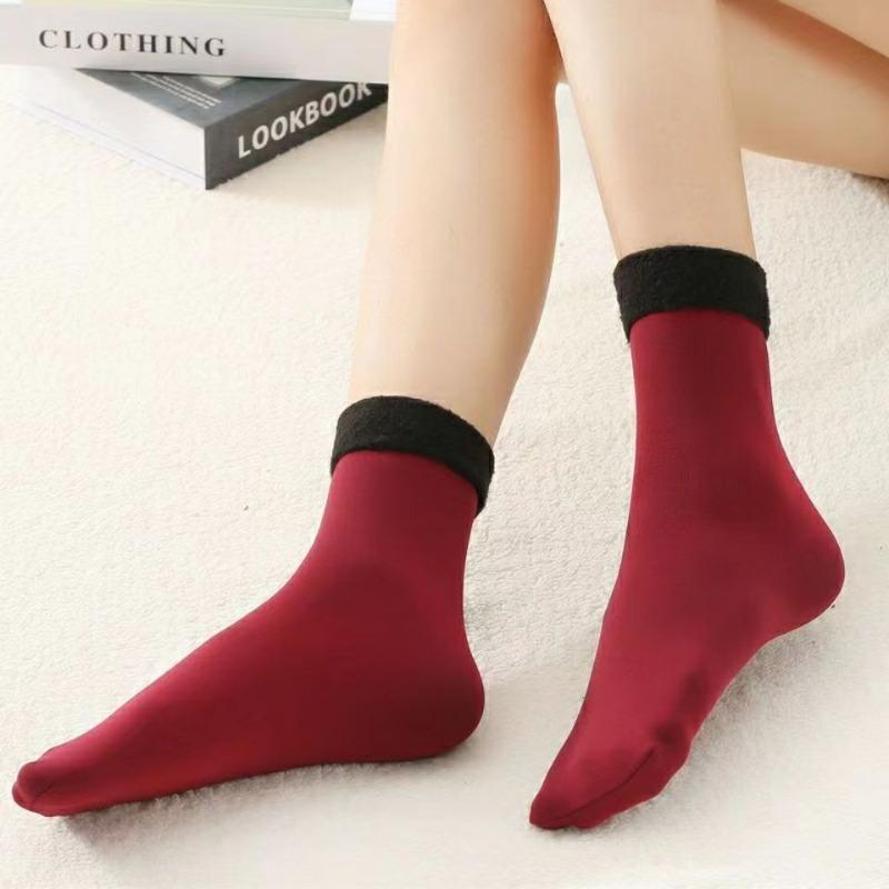 

5 Pairs Winter Warm Solid Women Socks Thicken Thermal Socks Wool Cashmere Black Skin Seamless Snow Sock Velvet Unisex Socks 5 pairs красный