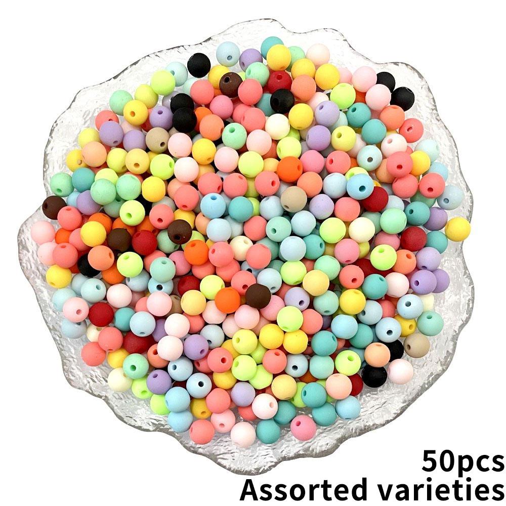 

50/110 ШТ. 8 мм матові різнокольорові акрилові намистини з матовою жуйкою, товсті кульки, які використовуються для виготовлення ювелірних виробів, браслетів і намиста 50pcs