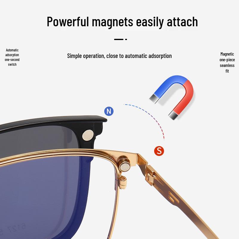 6127 Men's Half-Frame Magnetic Multifunctional Sunglasses: Polarized & Prescription-Compatible