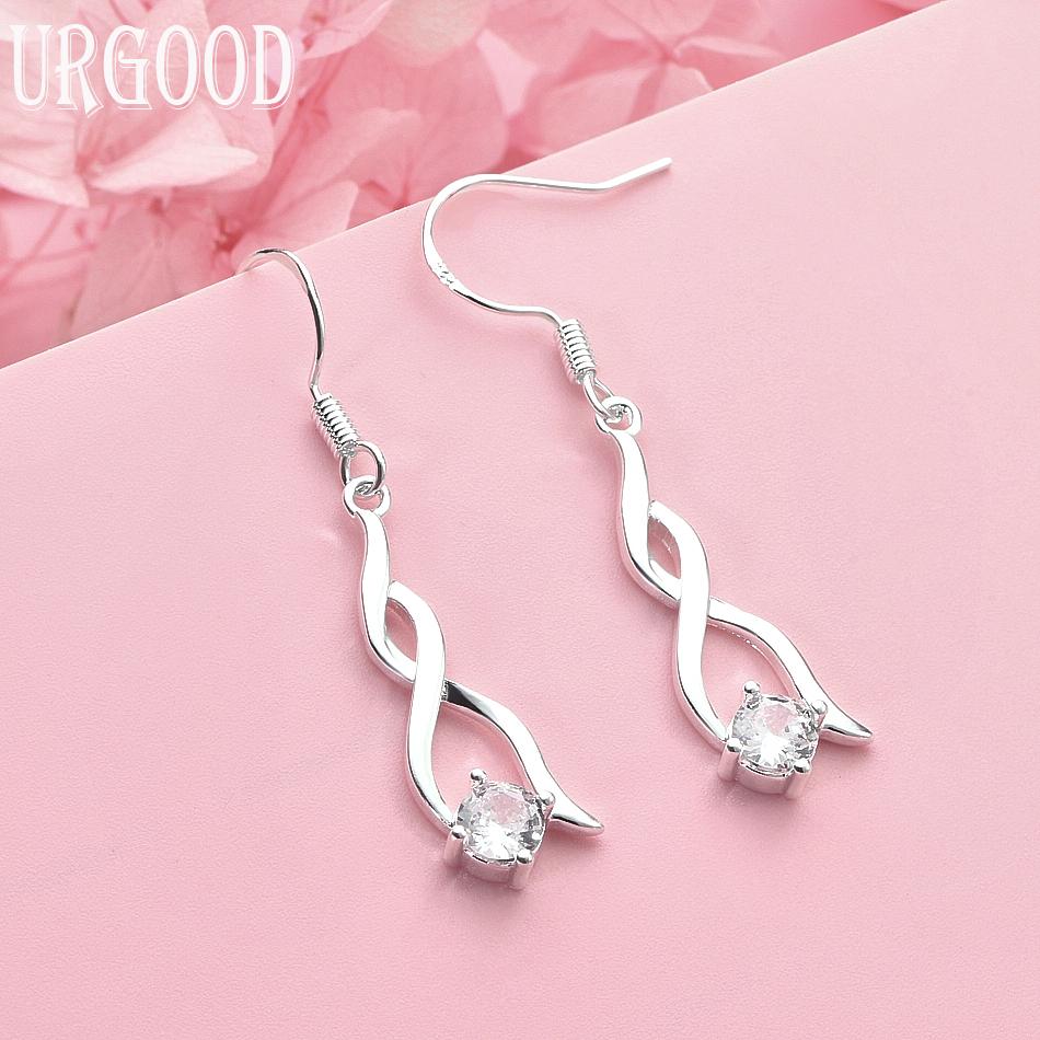 925 Sterling Silver AAA Zircon Earrings Wedding Jewelry