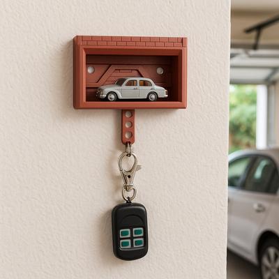 Porte-clés créatif de garage de voiture avec porte qui s'ouvre Porte-clés mural amusant Gain de place Installation facile Support décoratif