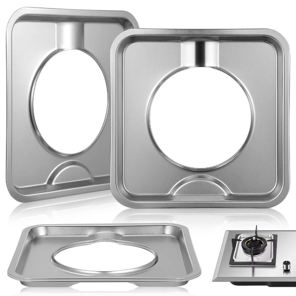 Stain-resistant Square Gas Stove Drip Oil Pan Stainless Steel Gas Range Top Protector  Kitchen