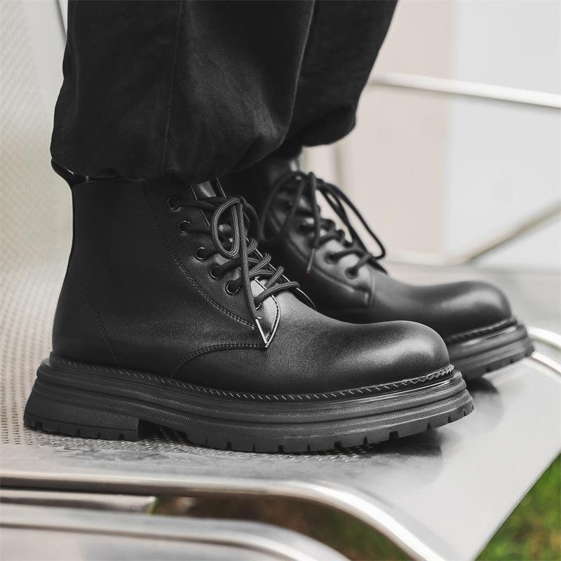 Pánské boty Martin Britský styl Nové boty pro dojíždění s vysokým svrškem Kožené boty na platformě Pracovní boty 22711-J