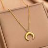 Personality Design Classic Gold Color Stainless Steel Moon Pendant Necklace for Women Charm Enfashon Hip Hop Rock Collar Jewelry
