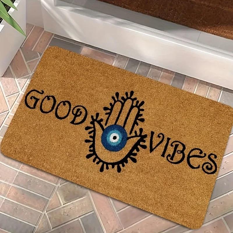 Evil Eye Welcome Door Mat Anti Slip and Anti Fouling Polyester Entrance Carpet Suitable for Indoor and Outdoor Decorative Rugs