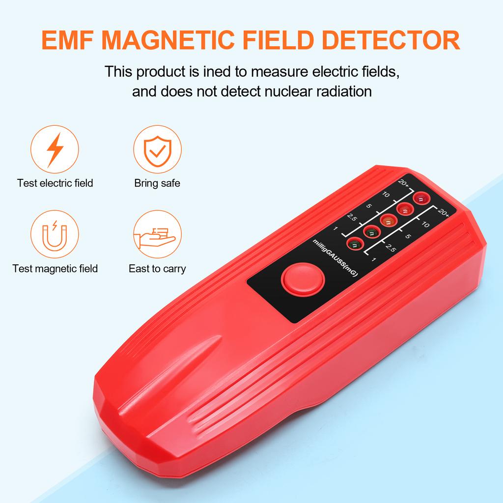 Portable Magnetic Field Detector 5 LED Radiation Tester Handheld Radio Frequency Field Tester for Electrical Instruments