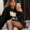 Oversized Skull Print Cotton Knit Sweater Men Women Winter Loose Fit Streetwear Casual Pullover
