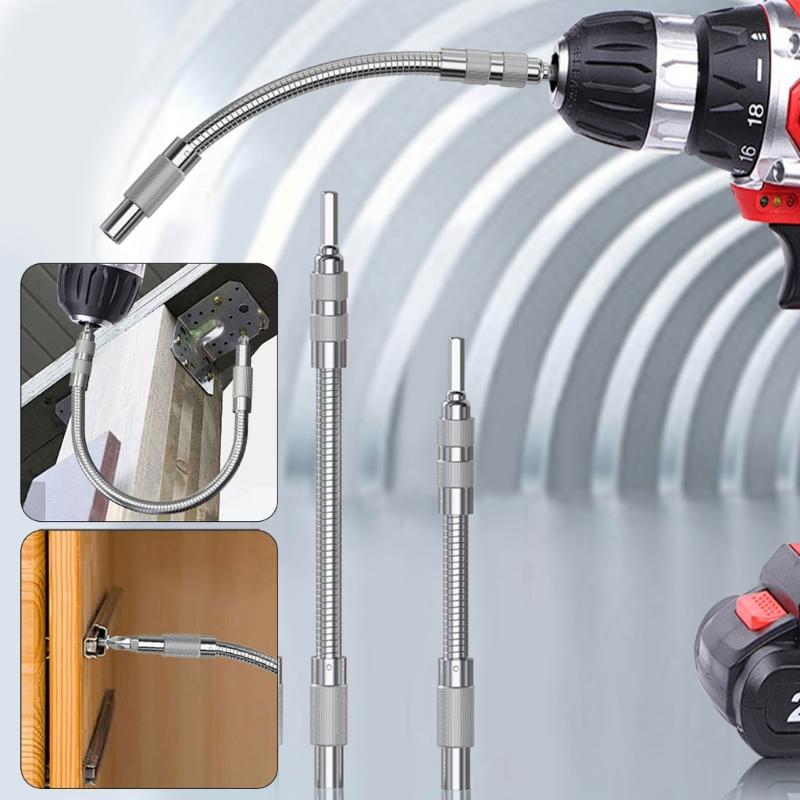 3Pcs 15/20/30cm Flexible 1/4" Hex Shank Drill Bit Holders Magnetic Drill Extension Shaft for Power Tool in Tight Space