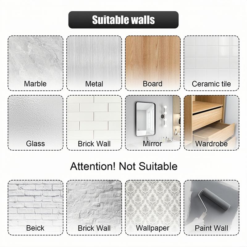 10-Pack No-Drill Adhesive Hooks Solid Plastic Anti-Skid Seamless For Bathroom/Kitchen