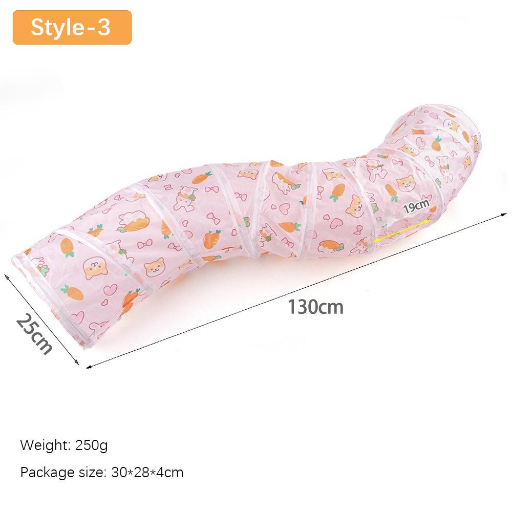 Cartoon Polyester+Steel Wire Cat Tunnel Tube Foldable Training Interactive Cat Nest Breathable Cat Maze Tunnel Rabbit