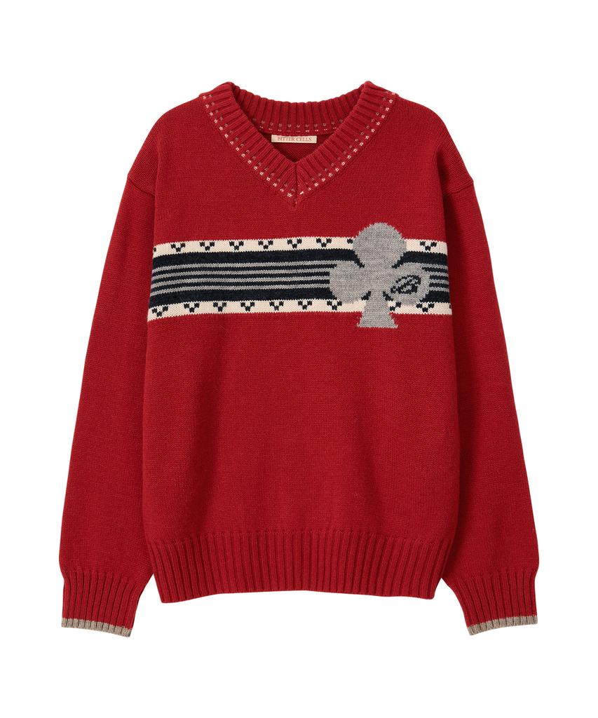 Biteoseljeu Clover V-Neck Knit - Red
