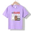 MC-86 MINISO 2026 Summer Kids 100% Cotton We Bare Bears T-Shirt Cute Cartoon Grizzly, Panda & Ice Bear Short Sleeve Tee for Boys & Girls