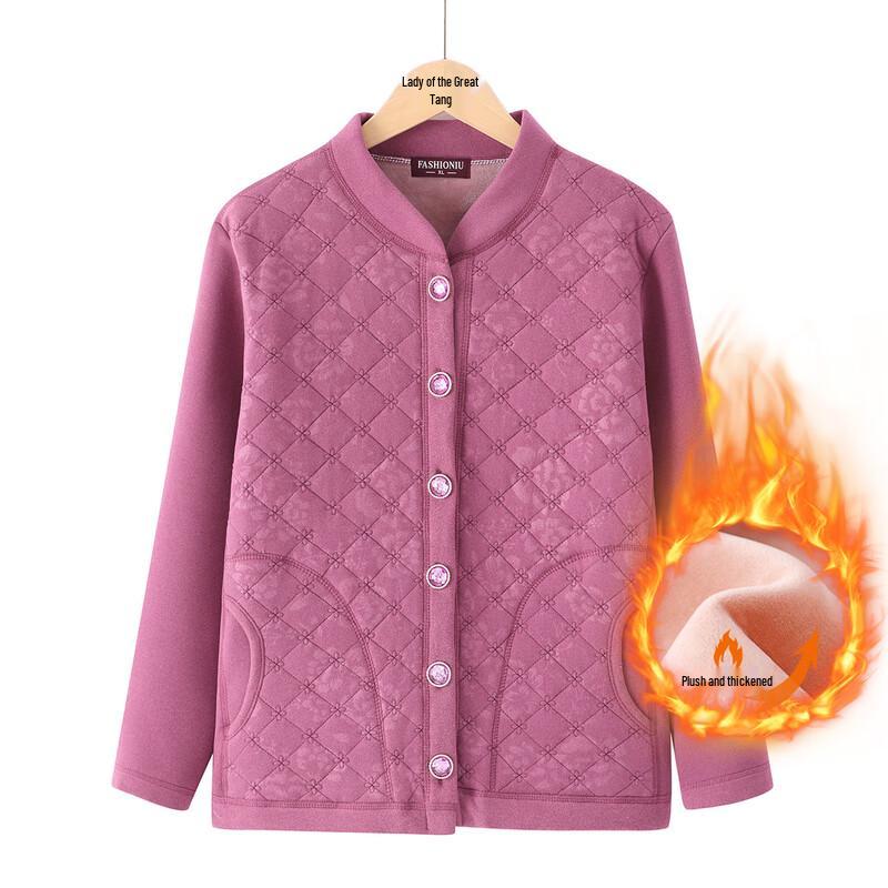 

YUZHAOLIN Women s Fleece-Lined Thermal Cardigan for Seniors 2XL