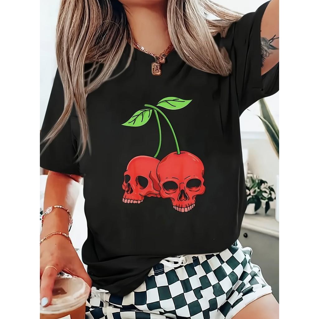 

Футболка Cherry Skulls Punk Gothic Grange Baddie Emo Metal XXL чорний