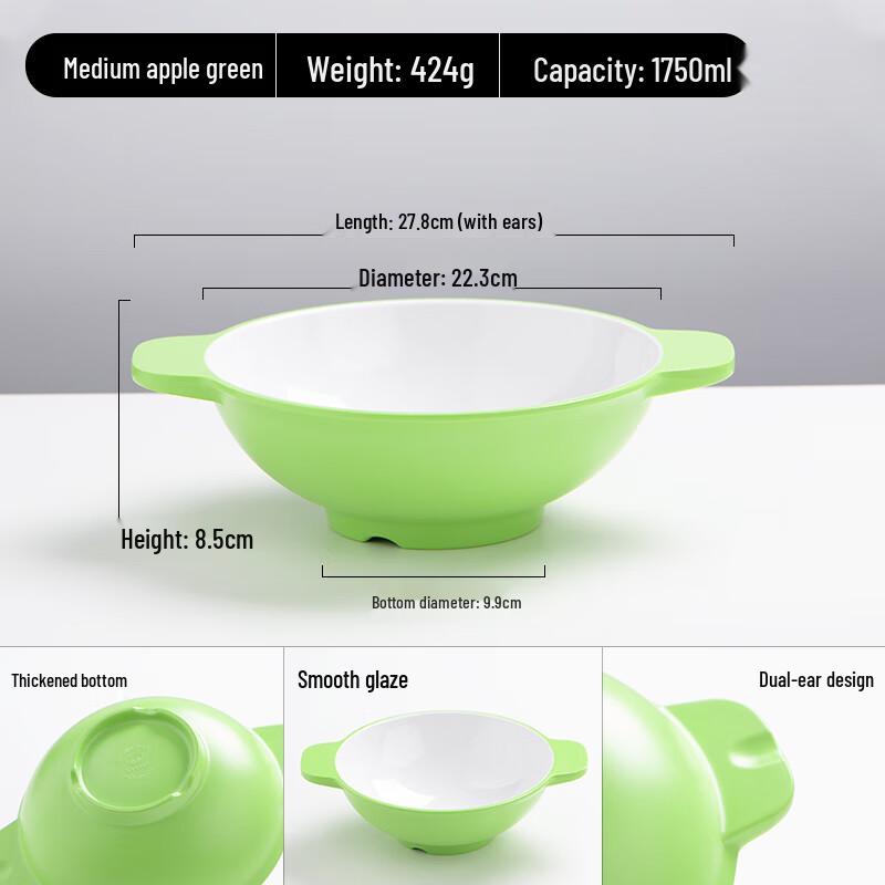 Nordic Melamine Noodle Bowl with Double Handles