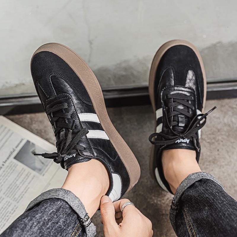 Leather German Training Shoes Men's 2025 New Retro Men's Casual Board Shoes Spring and Summer Breathable Thick-soled Forrest Gump Sports Men's Shoes