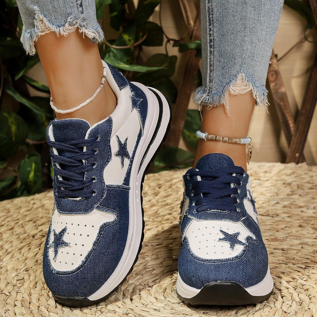 Women Casual Sneakers Stars Sport Shoes Women Tennis Shoes Punk Hip-hop Skateboard Shoes Breathable Mesh Sneakers