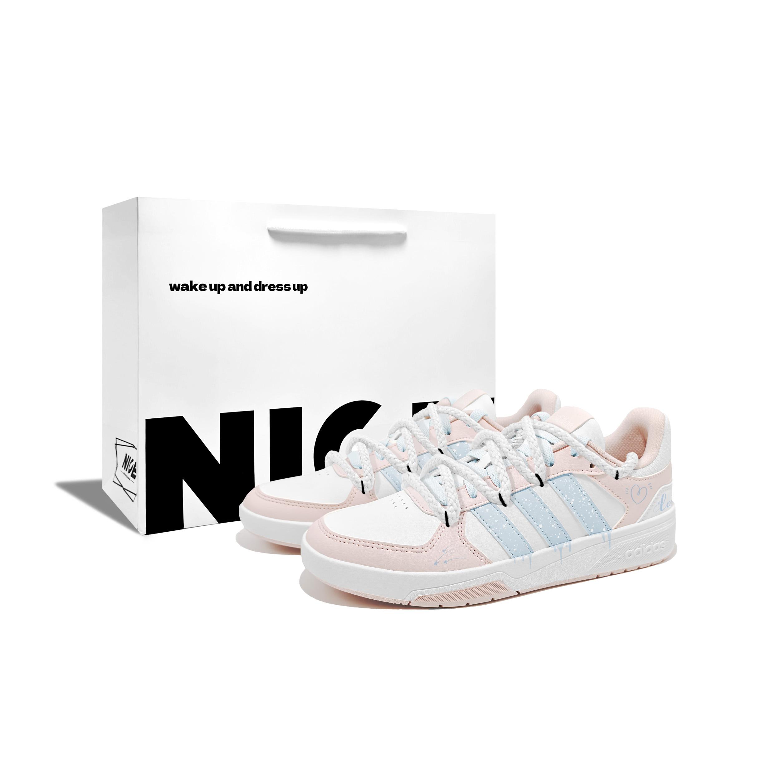 Adidas COURTBEAT Pink Line R Synthetic Leather, Leather Abrasion Resistant Slip Resistant KI6785(Team1002--BOX) 35⅔