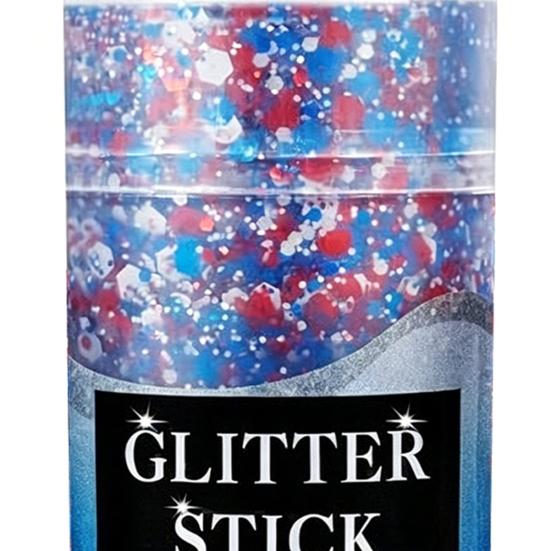 16G Glitter Stick for Face Hair Body, Independence Day Patriotic Glitter Stick, Red Blue White Makeup Stick for 4th of July, Veterans Day