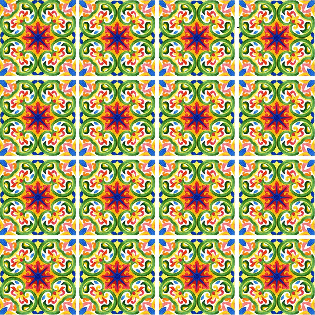 Poromoro Portuguese Spanish Azulejo Tile Stickers Peel and Stick Kitchen Bathroom Mosaic Tile Stickers Set of 16 & (5.9,2)