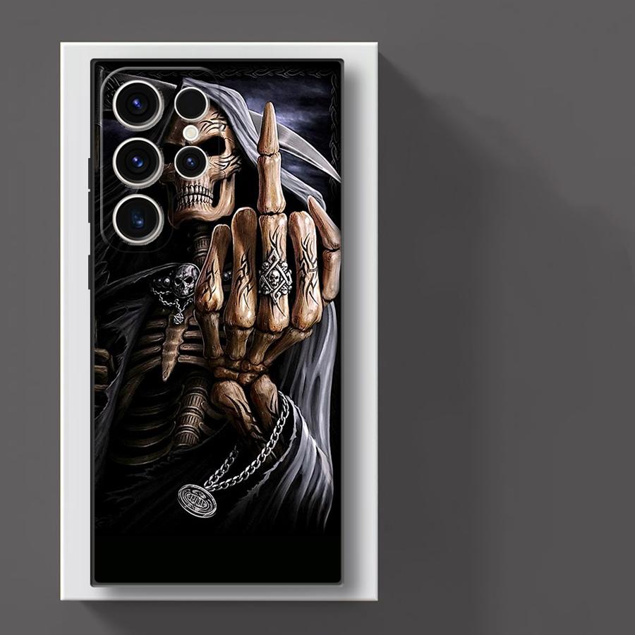 

Case for Samsung Galaxy S24 Ultra S25 Plus S23 5G S22 FE S21 S20 S25+ S24+ S23+ Silicone Funda Phone Cover Grim Reaper Skull for Galaxy S25