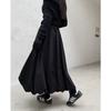 Johnature Gonna Nera Larga a Bolle Casual Semplice da Donna con Vita Elastica Autunno Inverno