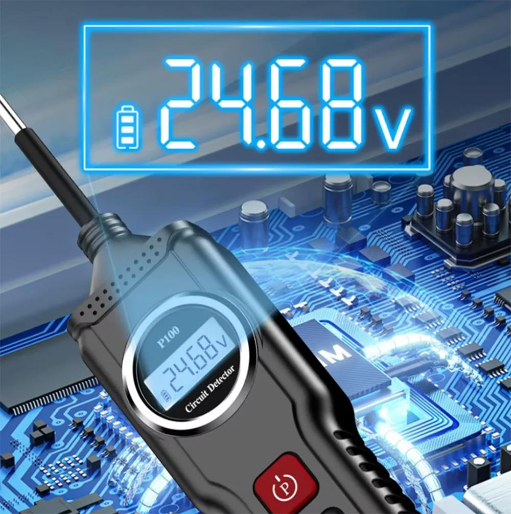 P100 Circuit Diagnostic Car Instrument 5V-40V Power Probe Kit Electrical System Tester LCD Display Resistance Voltage Tester