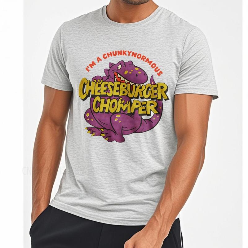 Daily Wear summer Man tshirt Im A Chunkynormous Cheeseburger Chomper Short Sleeve Soft ONeck tops summer cotton men tshirt
