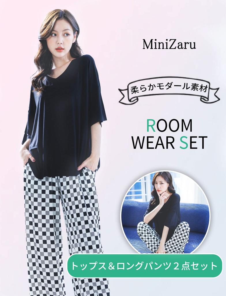 MiniZaru Pajama Short Sleeves and Modal for and Fall 177 Women's Set, Pants, Material, Spring, Summer, (Size M)