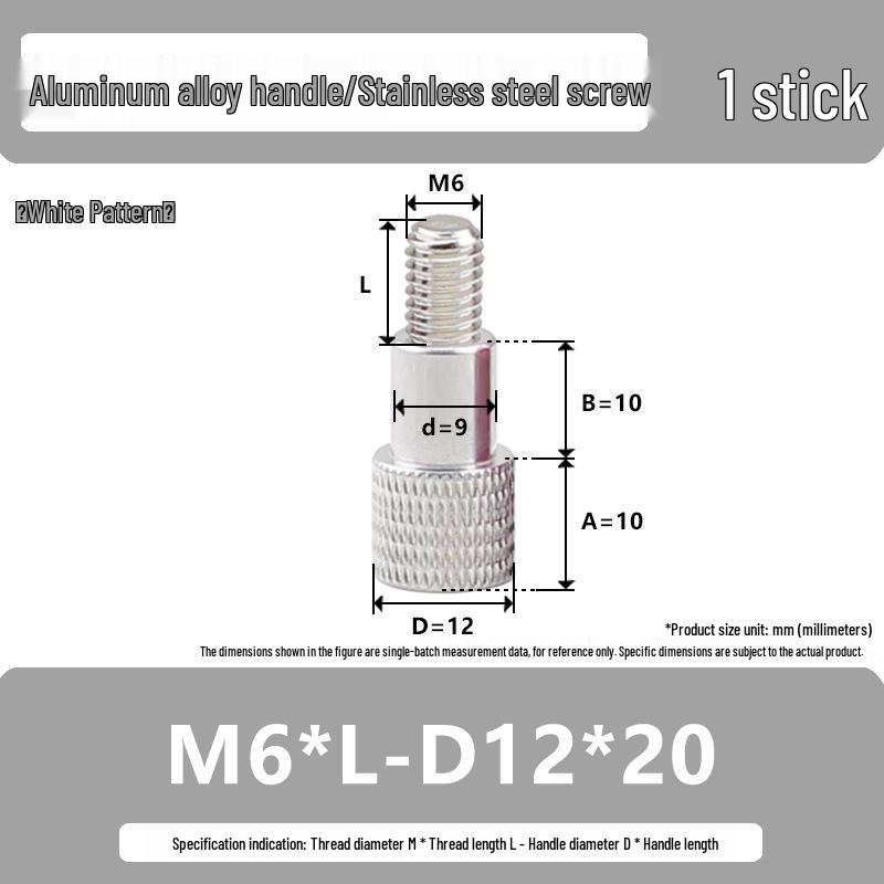 M6 Aluminum Alloy Knurled Hand Tightening Screw Bolt with Stainless Steel Handle
