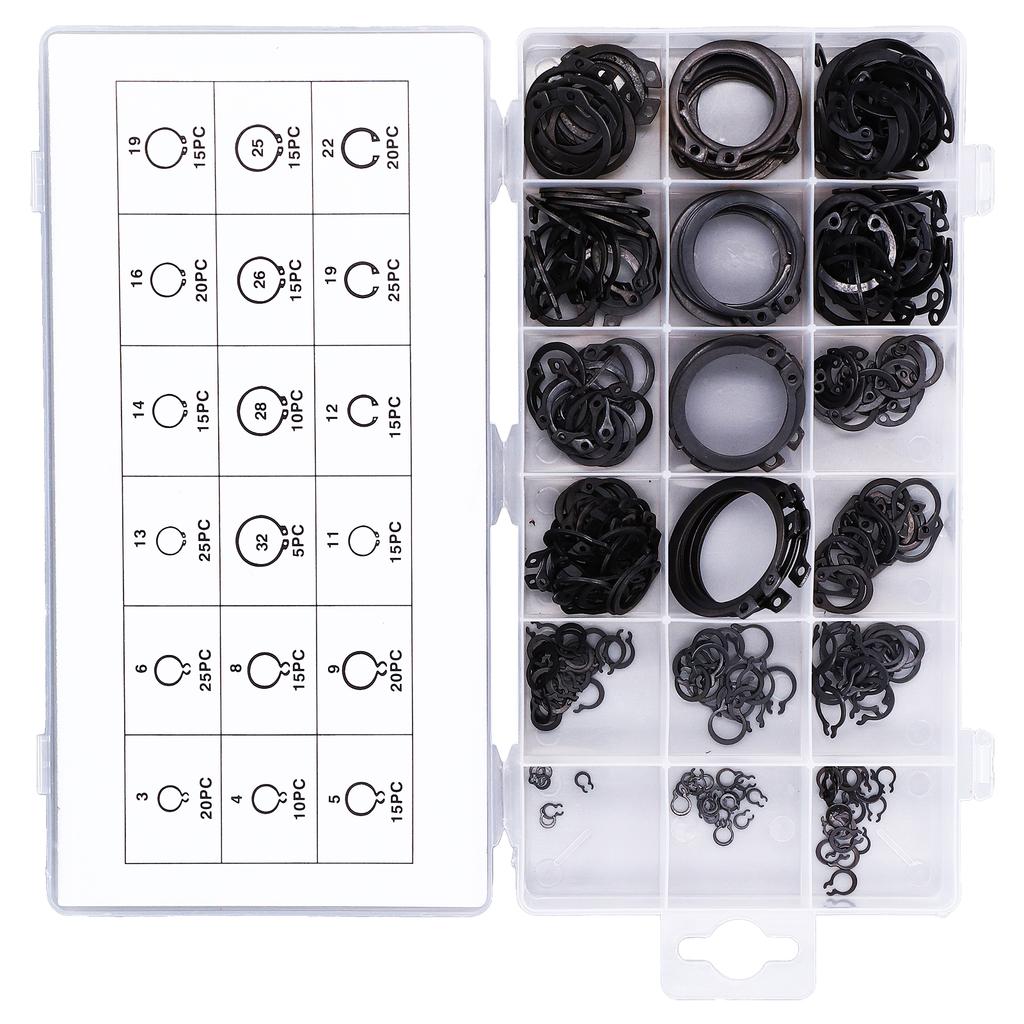 300Pcs C Clip Circlip Snap Ring Retaining Fastener Hardware Set Kit for Machine Vehicle