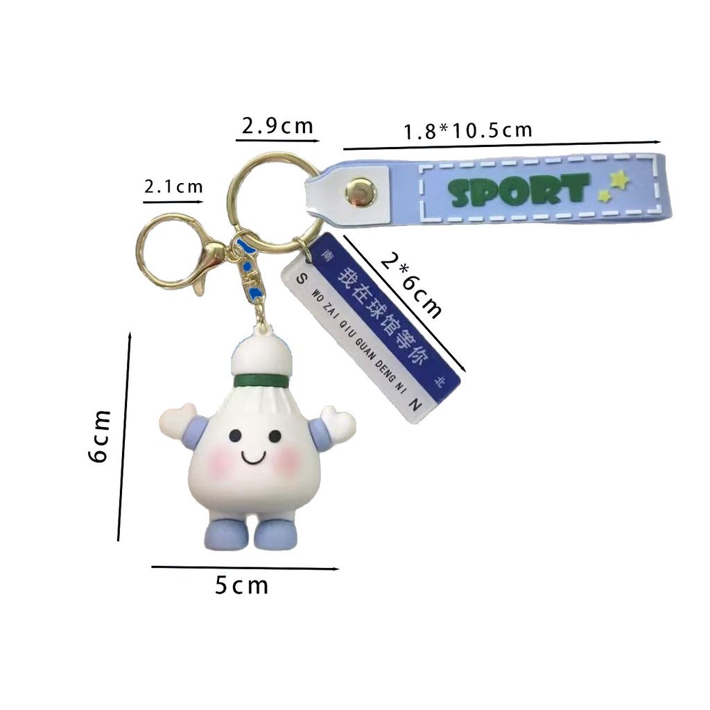 Original Badminton Figurine Keychain Fashionable Fun Cartoon Tennis Pendant Small Gift Football-related Souvenir