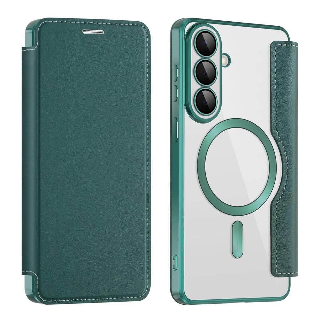 For Samsung Galaxy S26 Magnetic Case RFID Blocking Card Holder Leather Phone Cover with Lens Film