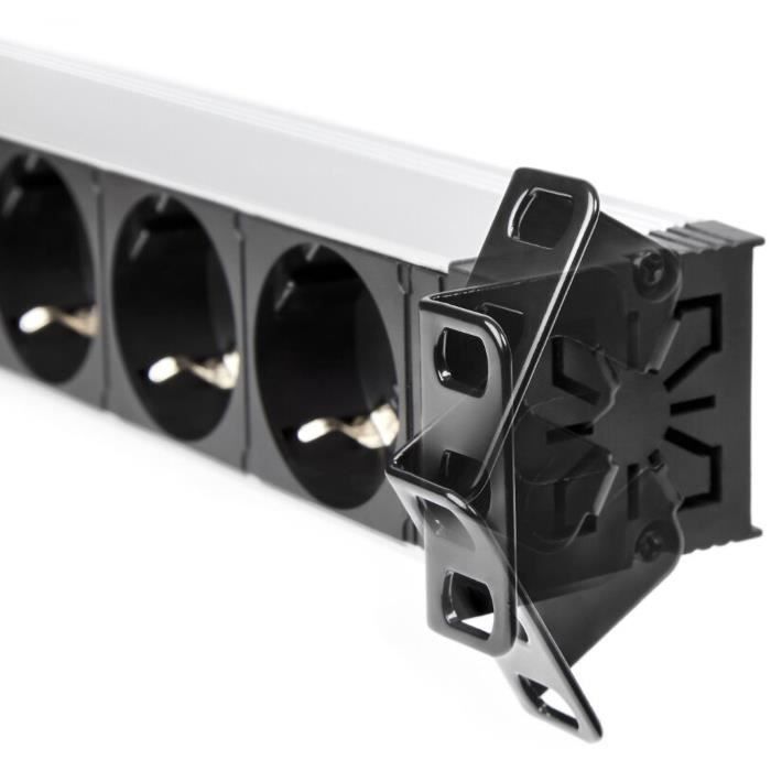 Barrette d'alimentation - Salicru - 8 connecteurs Schuko - Interrupteur - Rack 19" - Blanc