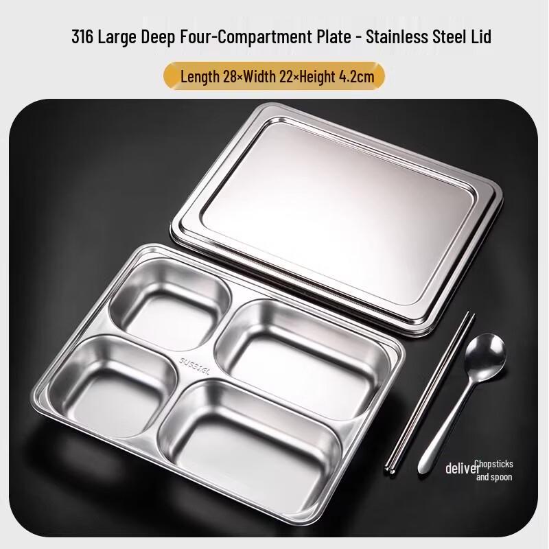 316 Stainless Steel Divided Meal Tray