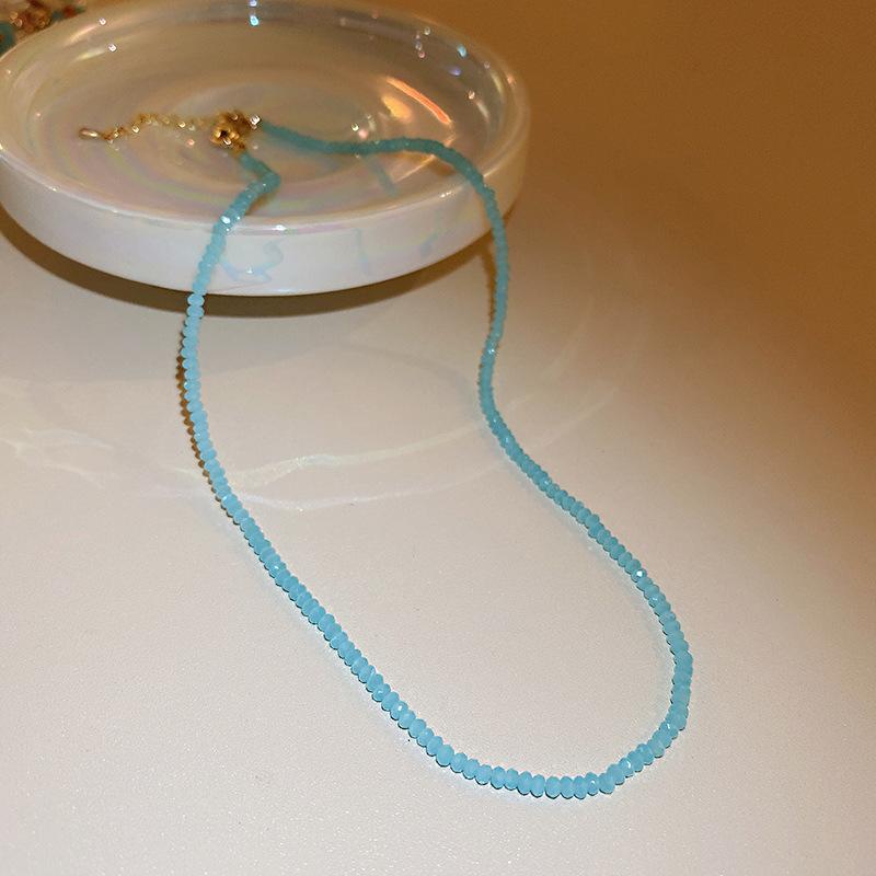 

Summer dopamine stained glass crystal beaded necklace collarbone chain design sense niche item decoration