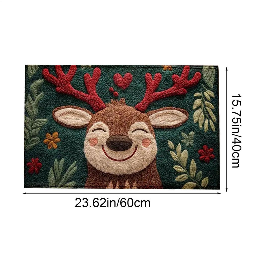 Christmas Elk Door Mat 23.6 X 17.5 Inch Soft Washable Cute Christmas Decorations Doormat Kitchen Bathroom Home Welcome Mat