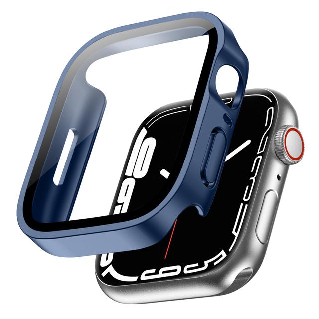 Glass+Case For Apple Watch 7 8 45mm 41mm 49mm 44mm 40mm Straight Edge Screen Protector Cover Case iWatch 4 5 SE 6 7 8 Ultra 49mm