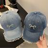 Bowknot Bowknot Baseball Hat Lace Denim Hat Retro Bow Baseball Cap  Women