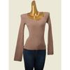Water Drop Collar Sweater Fashion Wind Thread High Elastic Silm Fashion Small Sexy Slit Long Sleeve Pullover Top