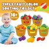 Toys Learning Food Play Set For Toddlers Cutting Fruit Vegetables Pretend Play Kitchen Color Sorting Toy For Kids Boys Girls