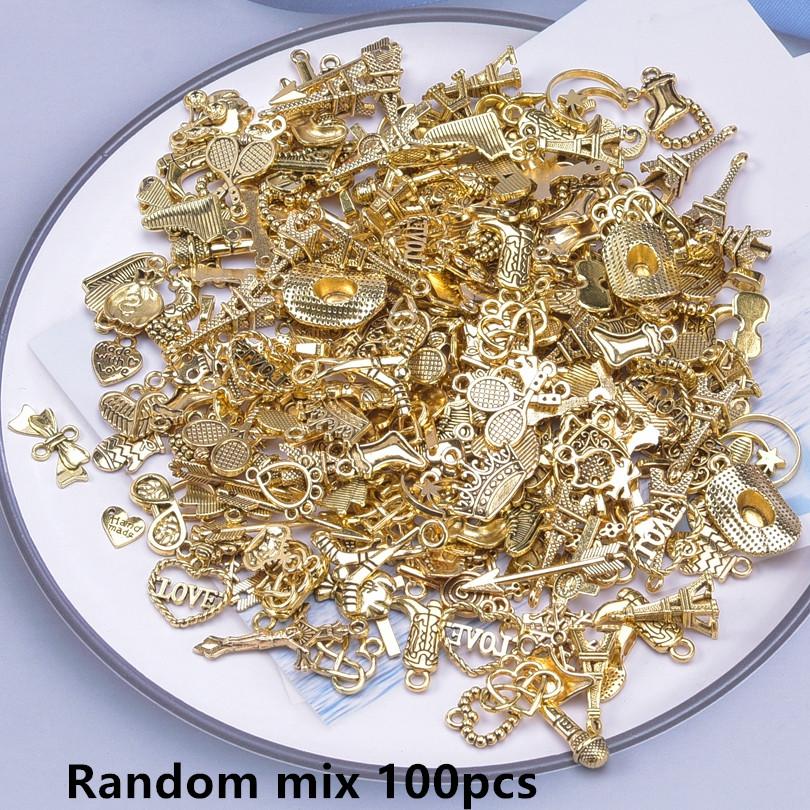 Helle Goldfarbe Zufällige Mischung 10/20/30/50/100 Stück Seestern Hasama Schmetterling Metall DIY Anhänger Charm Für Schmuckherstellung Zubehör