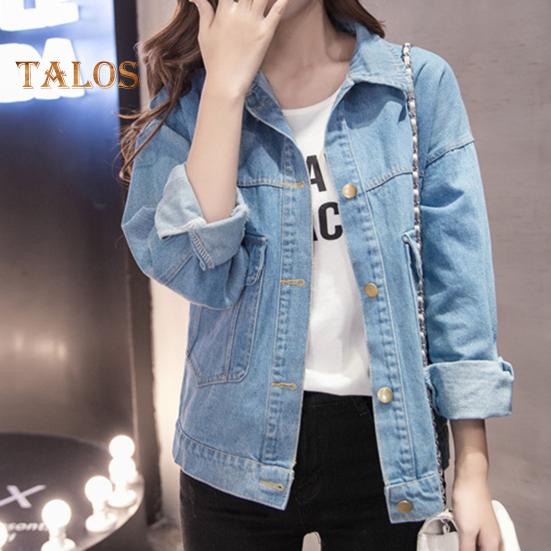 Zimní Dámské Bunda Dlouhé Rukávy Ohrnovací Límec Kapsy na hrudi Zapínání na knoflíky Kabát Jednobarevné Běžné streetwear Denim Coat