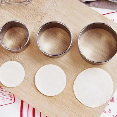 Round Dumplings Wrappers Molds Set, Cookie Pastry Wrapper Dough Cutting Tool, 3pcs Kitchen Gadgets Stainless Steel Cutter Maker