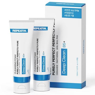 Repeatin Pure Perfection Panthenol Mildly Alkaline Cleansing Foam, 2 Pieces, 150ml